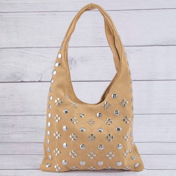 Studded Rivets Hobo Shoulder Bag
