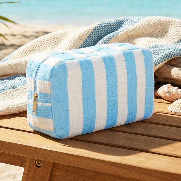 Striped Terrycloth Cosmetic Bag