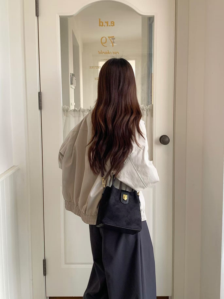 Suede-Like Microfiber Crossbody Bag
