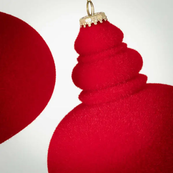 Flocked Ornaments - Set of 3