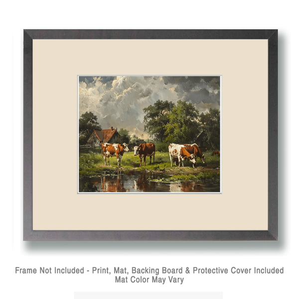 Vintage Cattle Wall Art Print