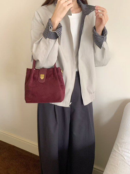 Suede-Like Microfiber Crossbody Bag