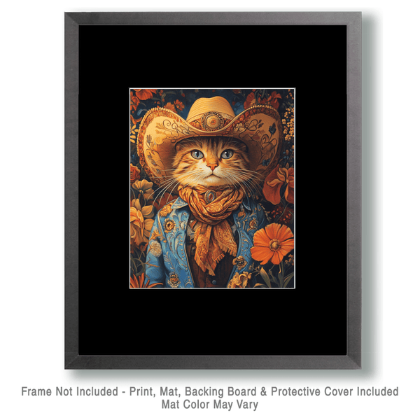 Cowboy Cat Dude Wall Art Print