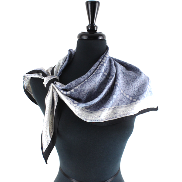 Paisley Triangle Silky Scarf - Blue