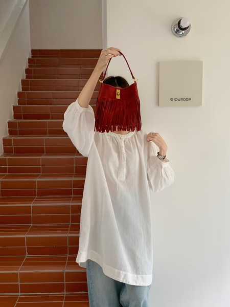 Sueded Fringe Crossbody Bag