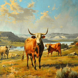 Longhorn on the Range Wall Art Print