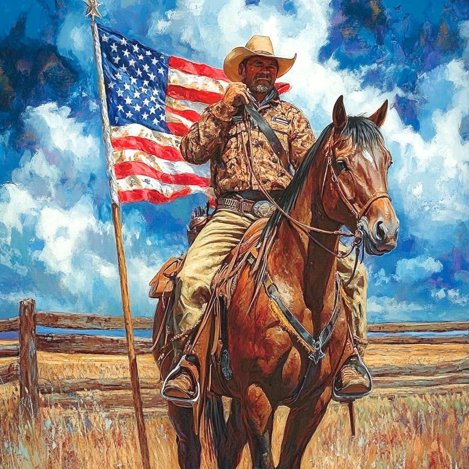 Patriotic Cowboy Wall Art Print