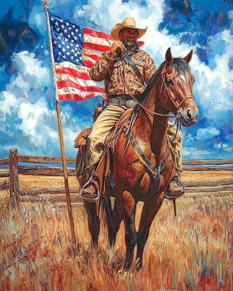 Patriotic Cowboy Wall Art Print