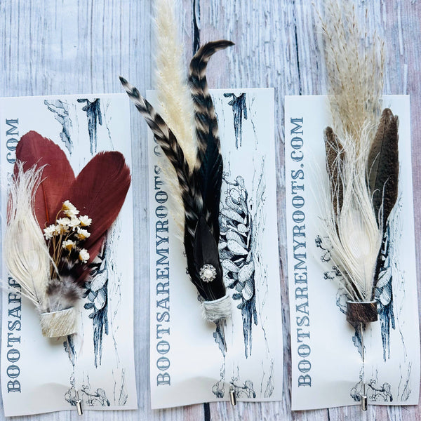 Mixed Feather Hat Pin - Set #18