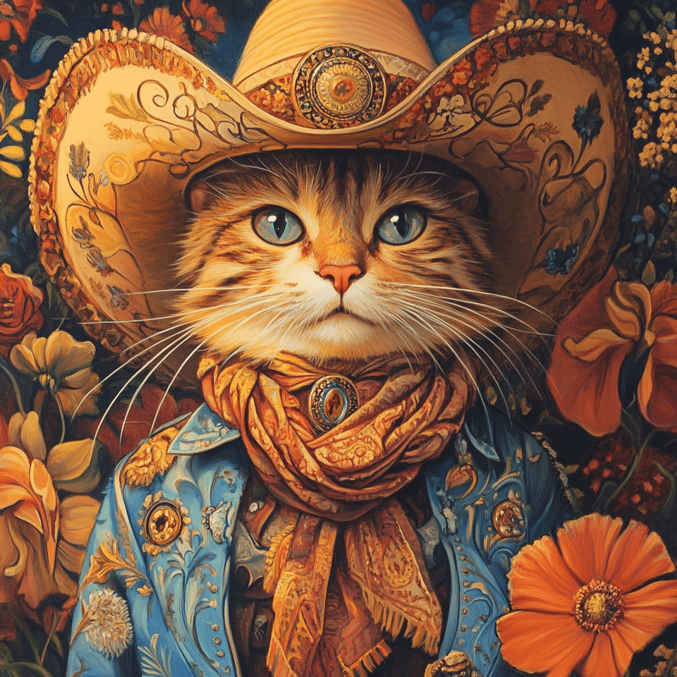 Cowboy Cat Dude Wall Art Print