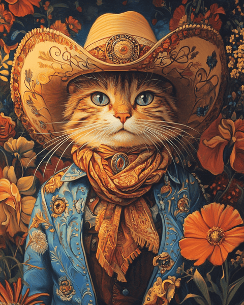 Cowboy Cat Dude Wall Art Print