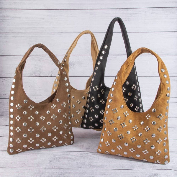 Studded Rivets Hobo Shoulder Bag