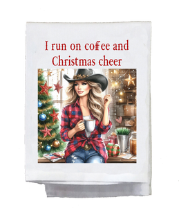 Country Christmas I Run on Coffee Kitchen Towel