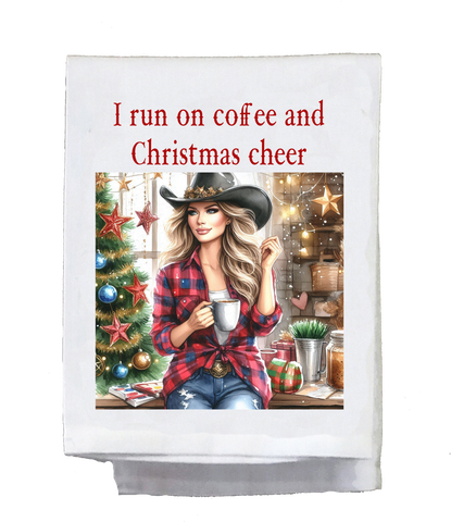 Country Christmas I Run on Coffee Kitchen Towel