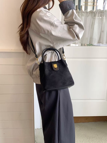 Suede-Like Microfiber Crossbody Bag