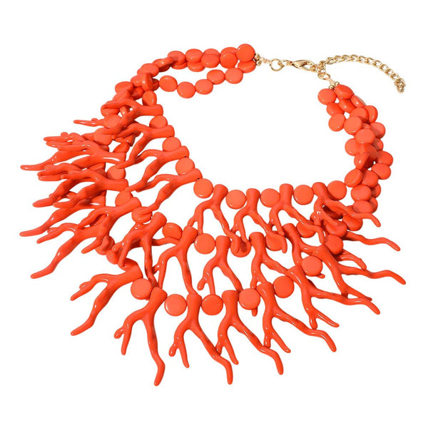 Bold Coral Statement Necklace