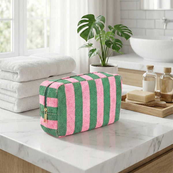 Striped Terrycloth Cosmetic Bag