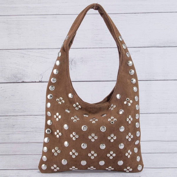 Studded Rivets Hobo Shoulder Bag