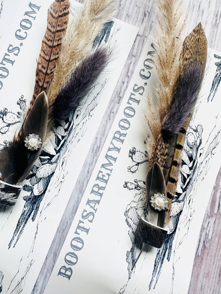 Mixed Feather Hat Pin - Set #13