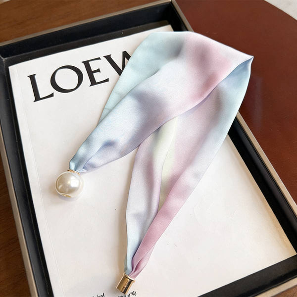 Magnetic Pearl Scarf Necklace - Blue Bits