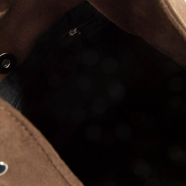 Grommet Studded Sueded Shoulder Bag