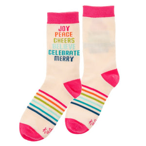 Joy Peace Cheers Holiday Socks