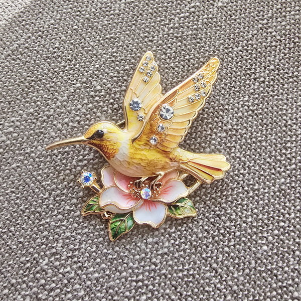 Hummingbird Floral Brooch