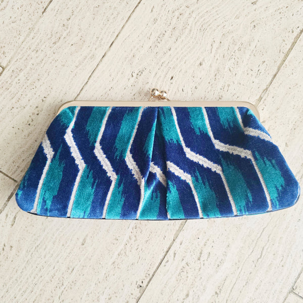 Kate Clutch - Blue Ikat