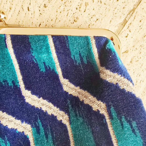 Kate Clutch - Blue Ikat