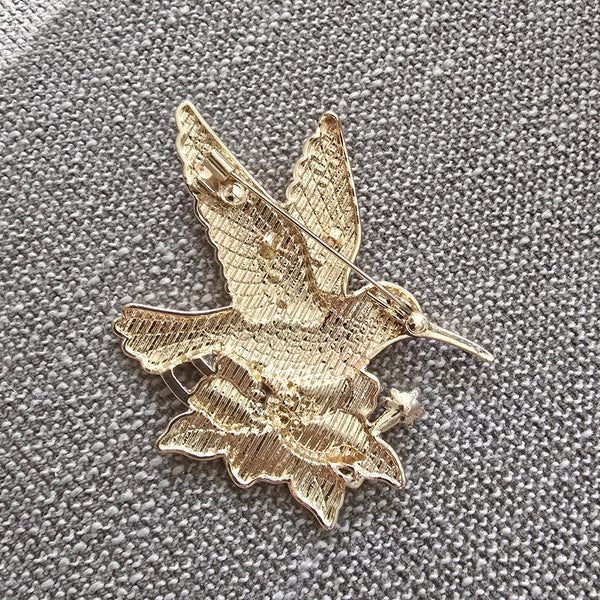 Hummingbird Floral Brooch