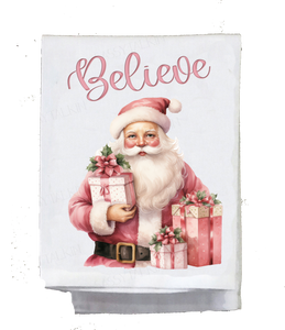 Christmas Pink Santa Kitchen Towel