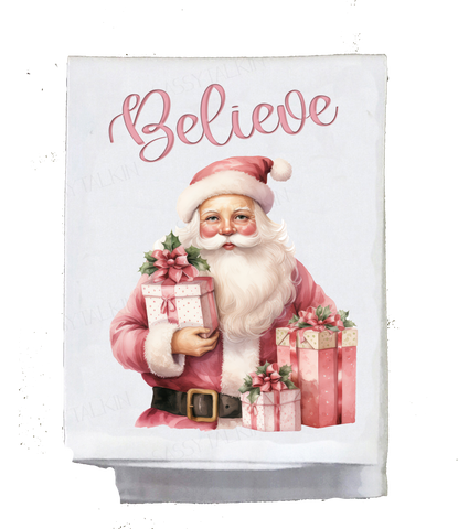 Christmas Pink Santa Kitchen Towel