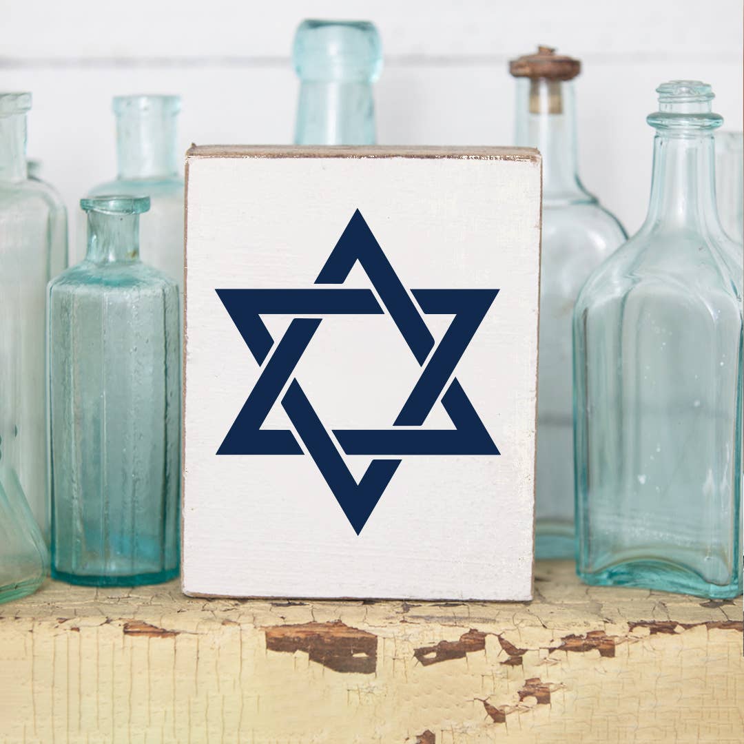 Star of David Decorative Wooden Block