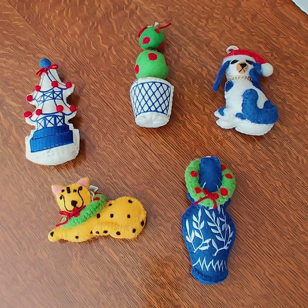 Chinoiserie Felt Christmas Ornaments