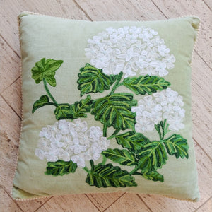 Green Hydrangea Pillow