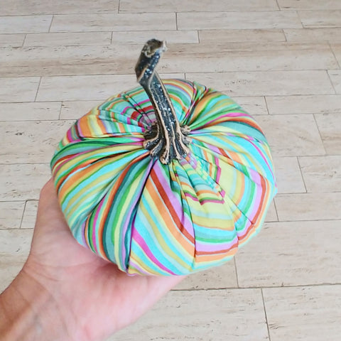 Small Velvet Pumpkin - Stripes