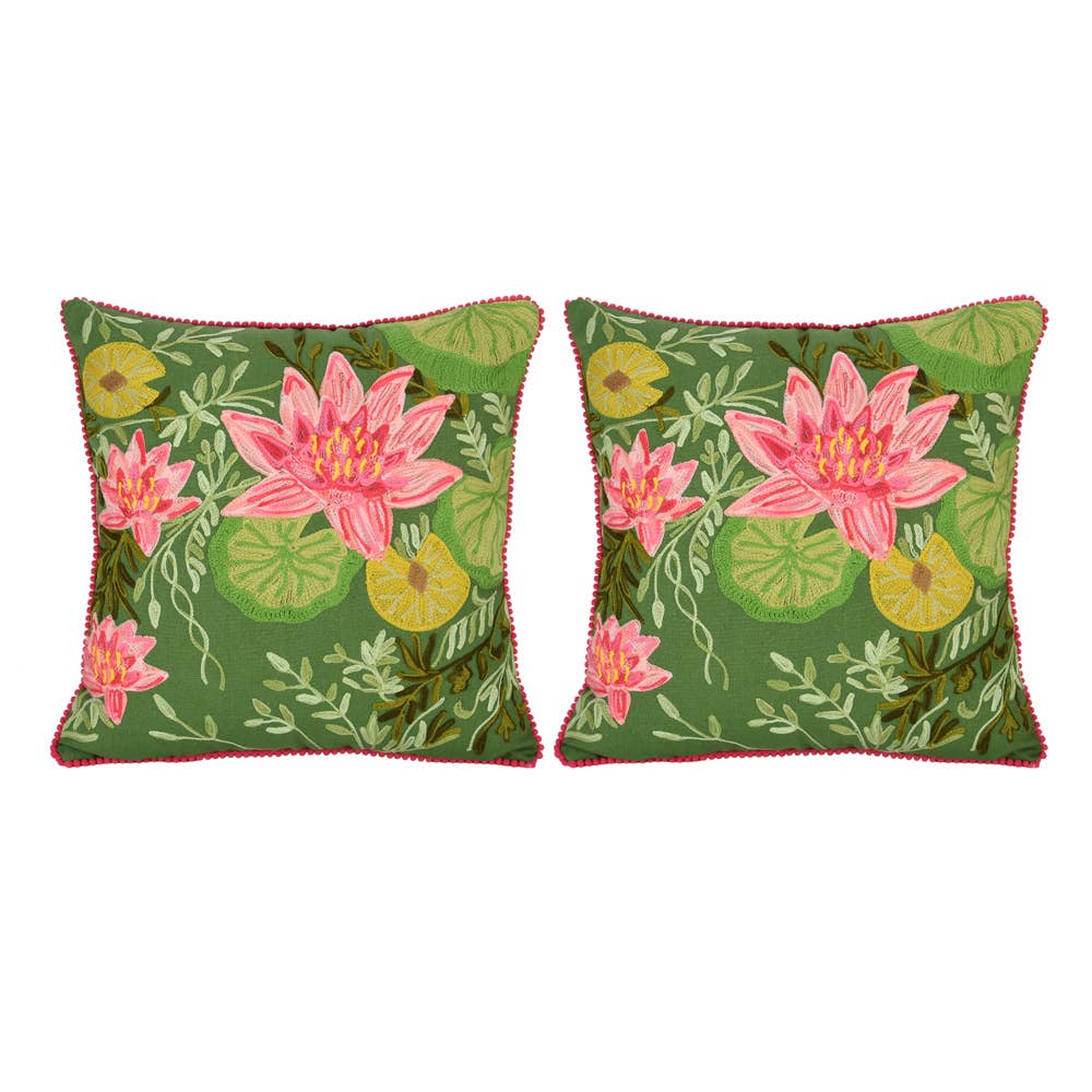 Water Lily Floral Pillow