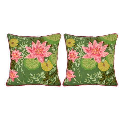 Water Lily Floral Pillow Cover