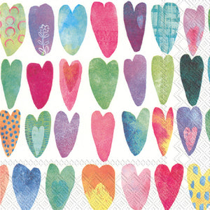 Rainbow Hearts Valentines Paper Lunch Napkins