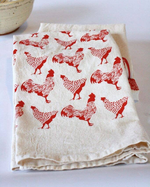 Chicken Tea Towel - Red