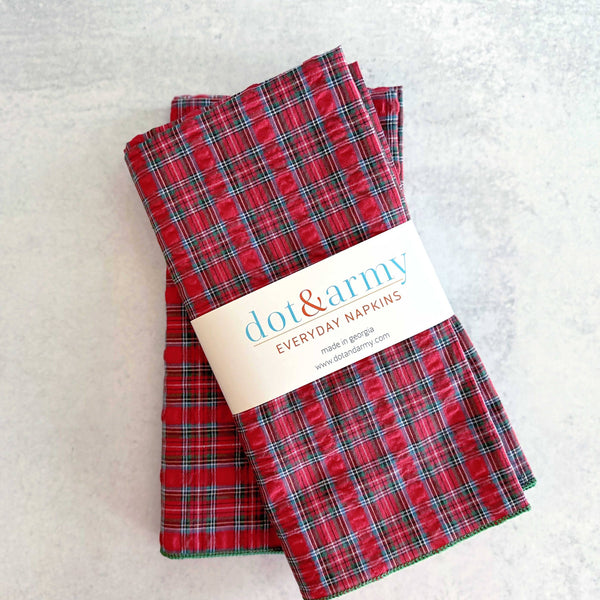 Tartan Seersucker Cloth Napkins - Set of 4