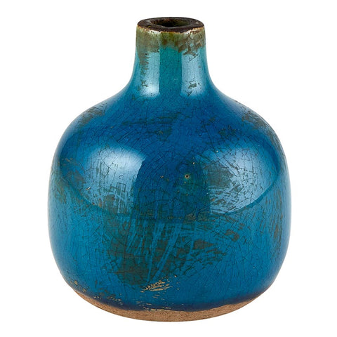 Aged Mini Bud Vase - Ocean Blue