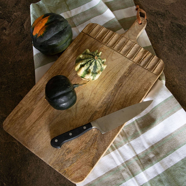Hand Carved Mango Wood Cutting Board - Natural