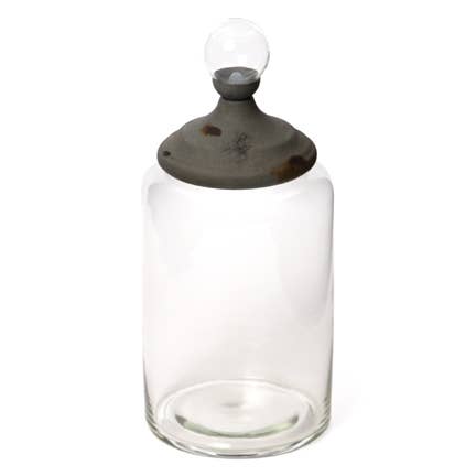 Large Decorative Glass Container with Glass & Cork Stopper