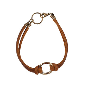 Leather Bracelet with Hammered Brass Ring