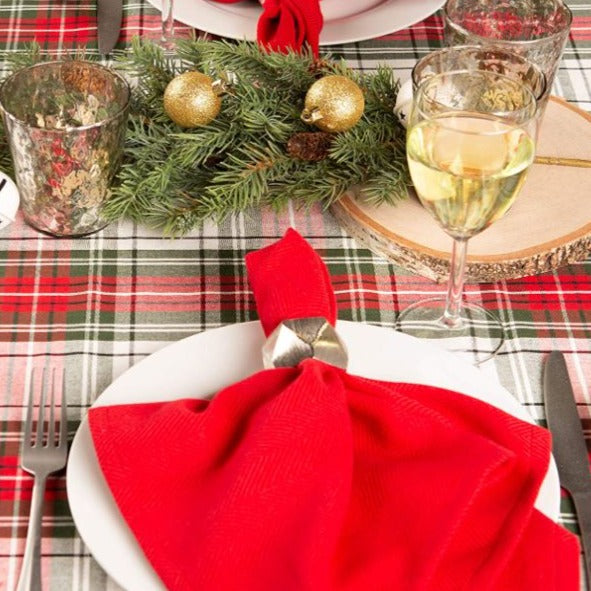 Christmas Plaid Round Tablecloth