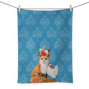 Fox And Rooster Tea Towel