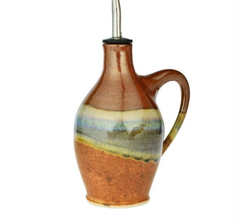 Handcrafted Pottery Oil Bottle - Aztec Sunrise