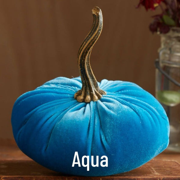 Small Velvet Pumpkin - Aqua
