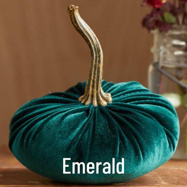 Small Velvet Pumpkin - Emerald